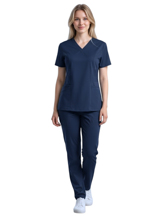 Pijama Médica Dama Alforzas Marino