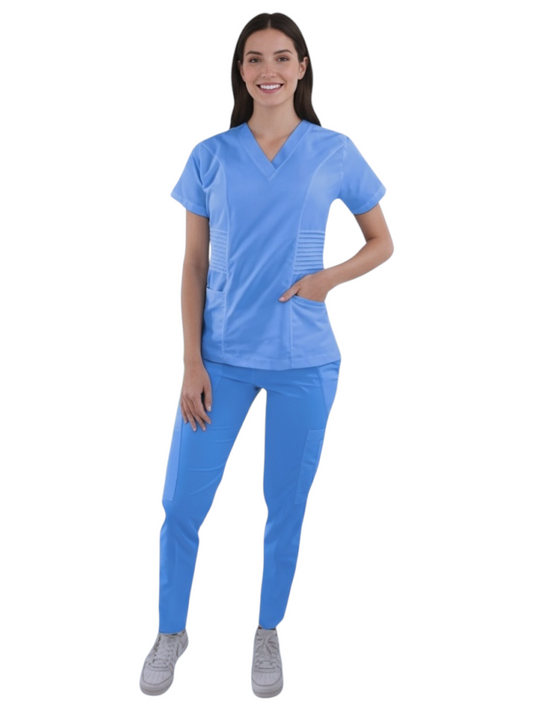 Pijama Médica Dama Alforzas Plumbago