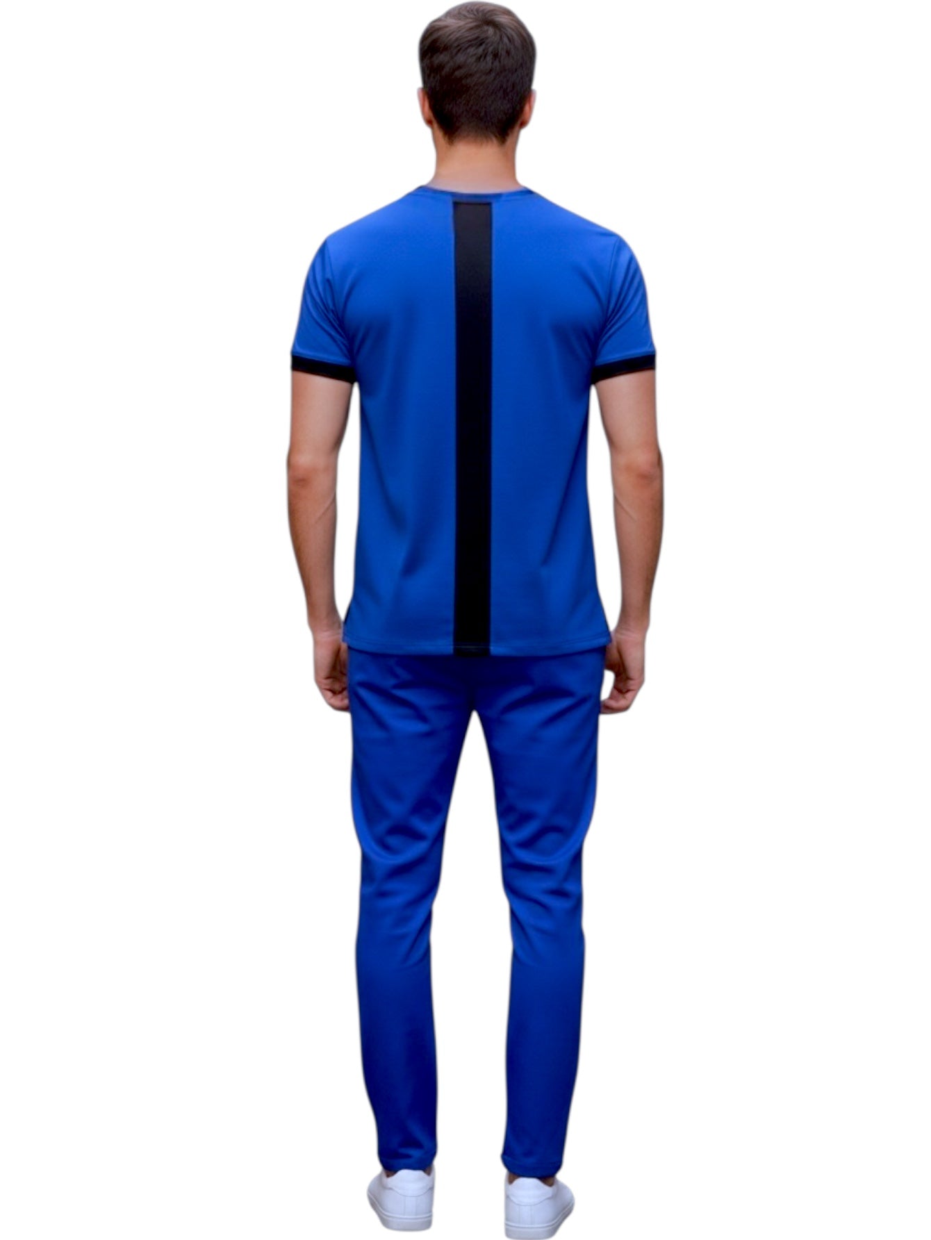 Pijama Médica Hombre Azul Rey Cuello Negro