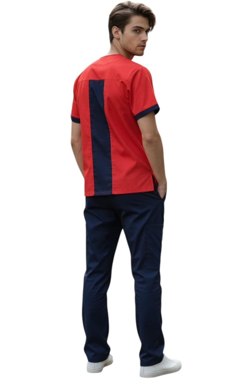 Pijama Médica Hombre Rojo Cuello Marino