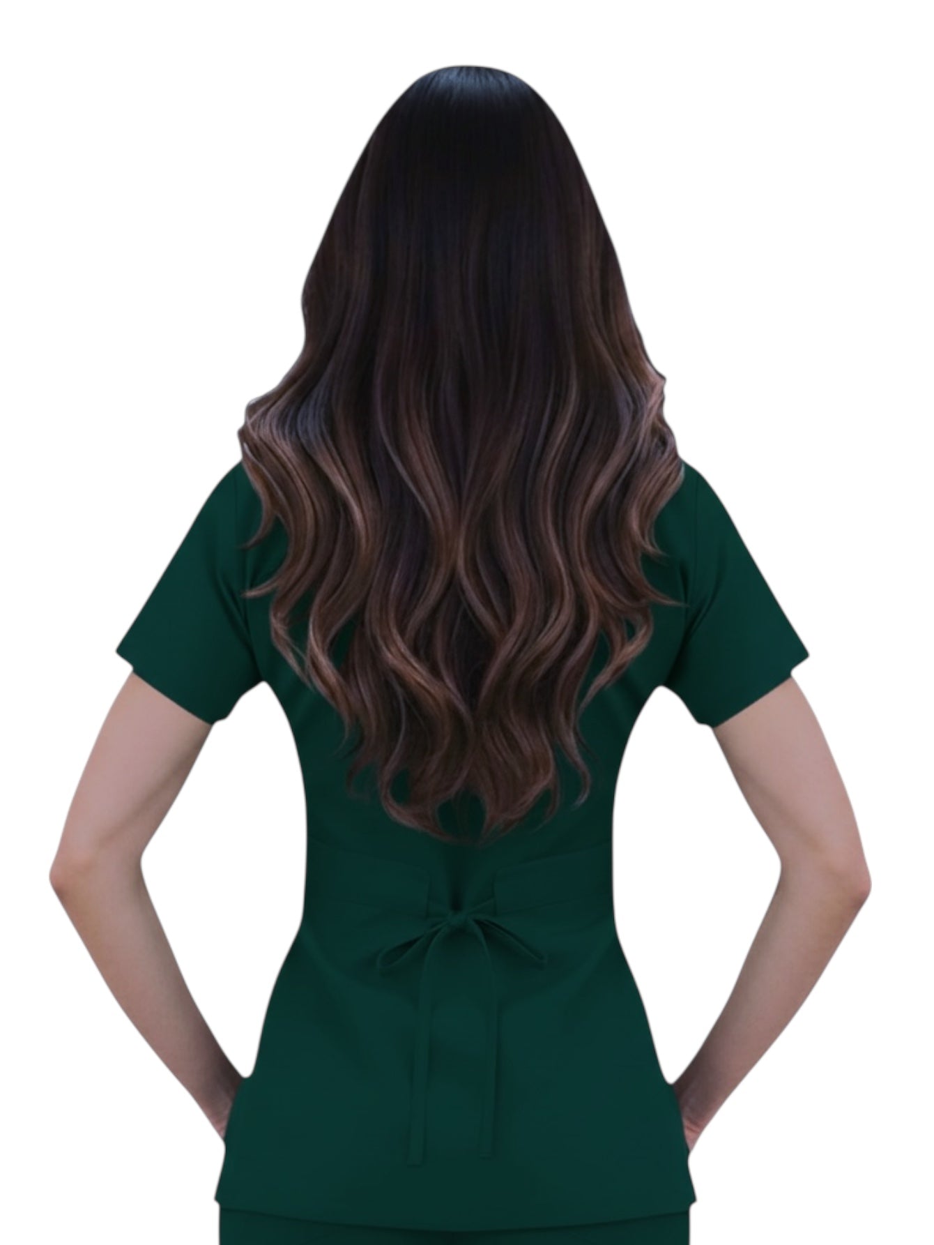 Filipina Médica Dama Alforzas Verde Botella