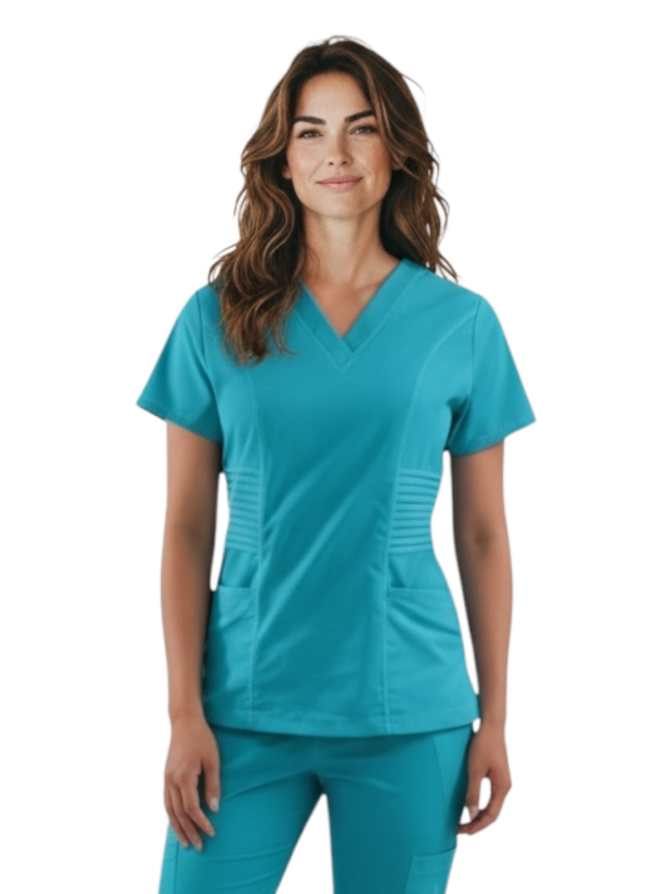 Filipina Médica Dama Alforzas Turquesa