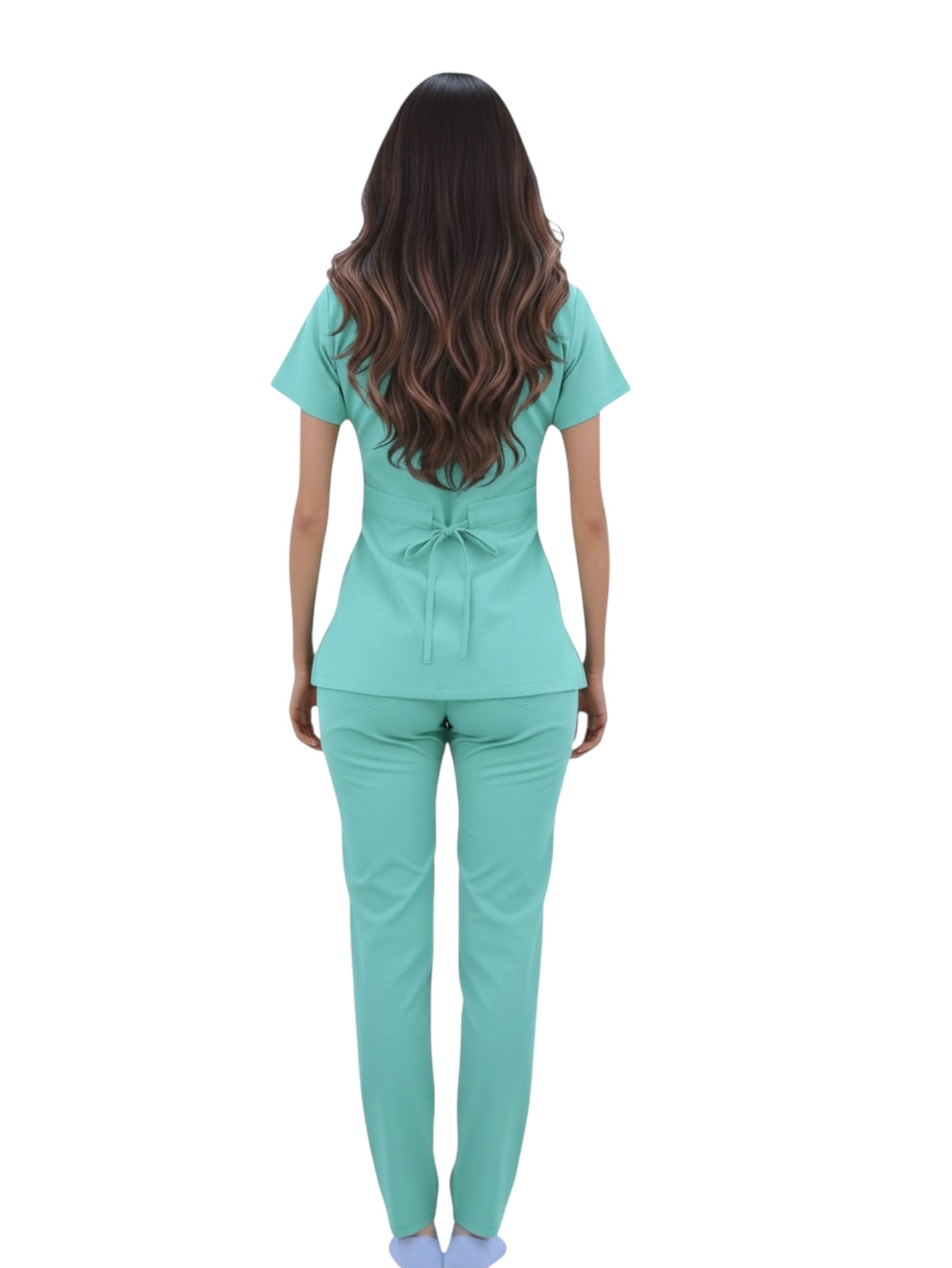 Pijama Médica Dama Alforzas Verde Agua