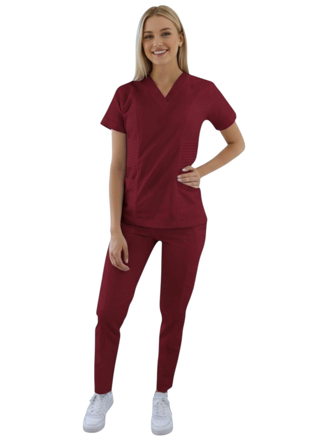 Pijama Médica Dama Alforzas Vino