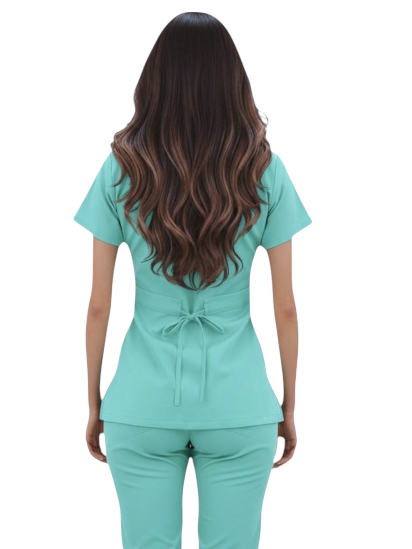 Filipina Médica Dama Alforzas Verde Agua