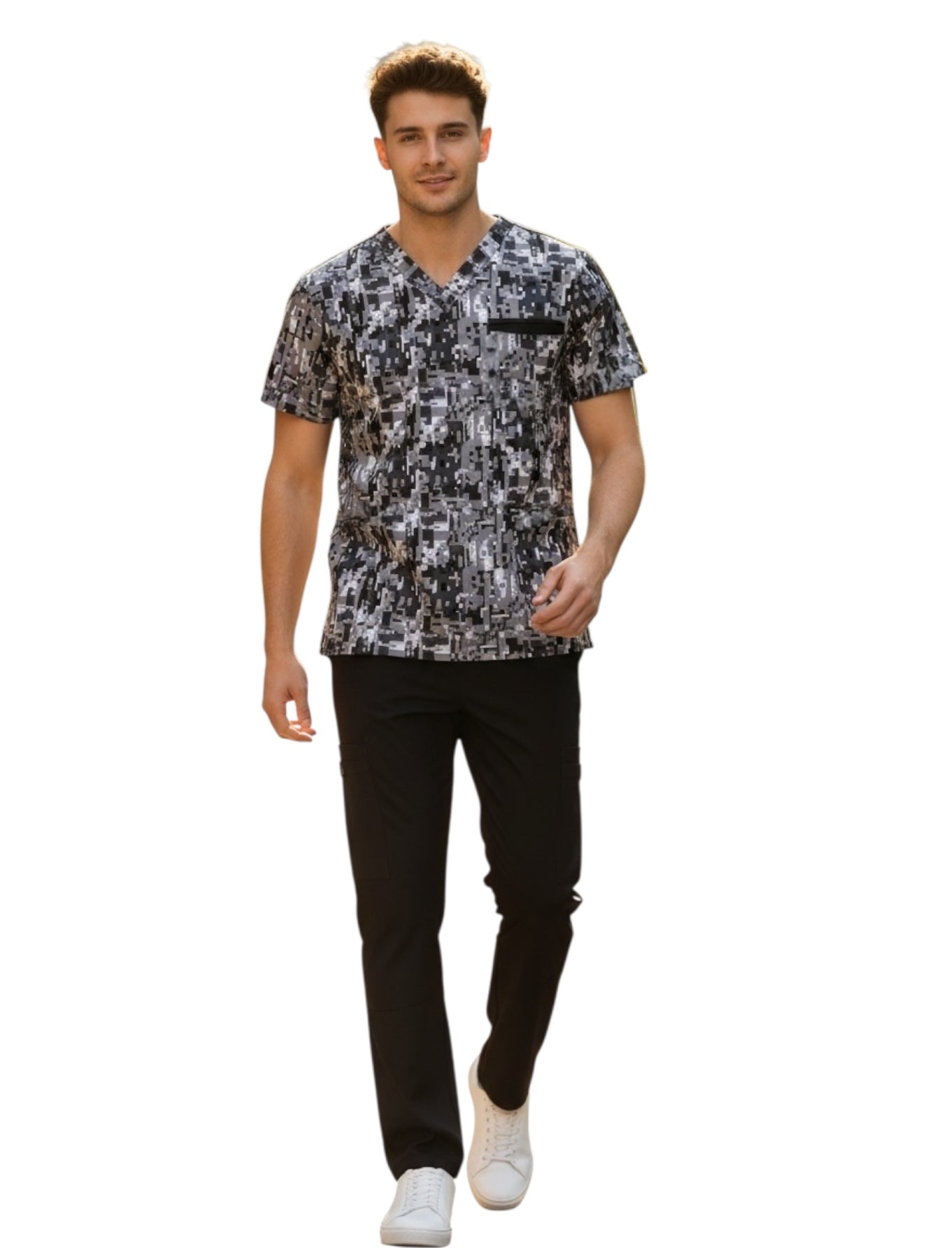 Pijama Médica  Hombre Print Camuflaje Negro Pixel