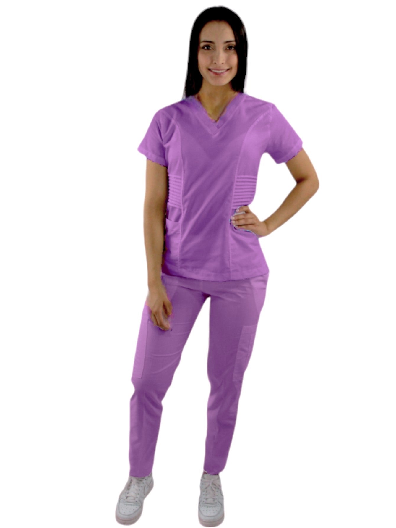 Pijama Médica Dama Alforzas Lila