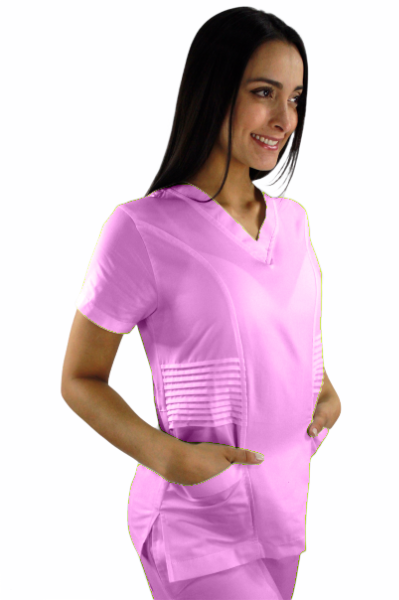 Filipina Médica Dama Alforzas Rosa Pastel