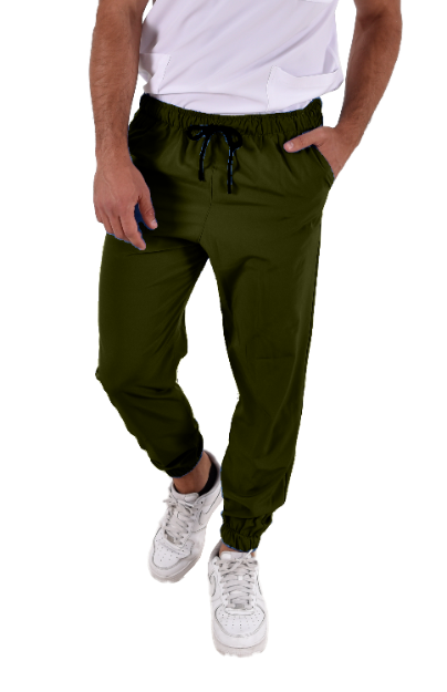 Pantalón Quirúrgico Hombre Tipo Jogger Verde Militar