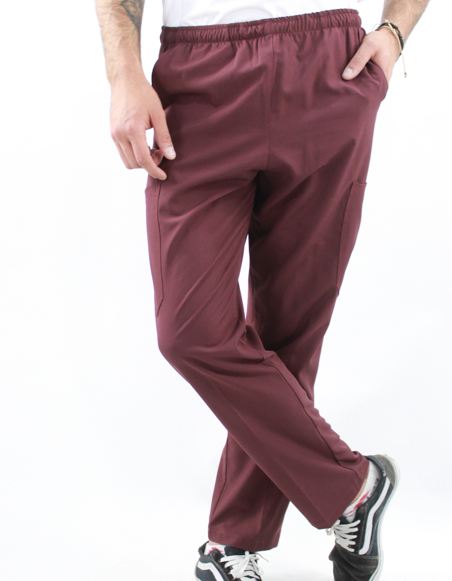 Pijama Quirúrgica Hombre Vino Cuello Gris