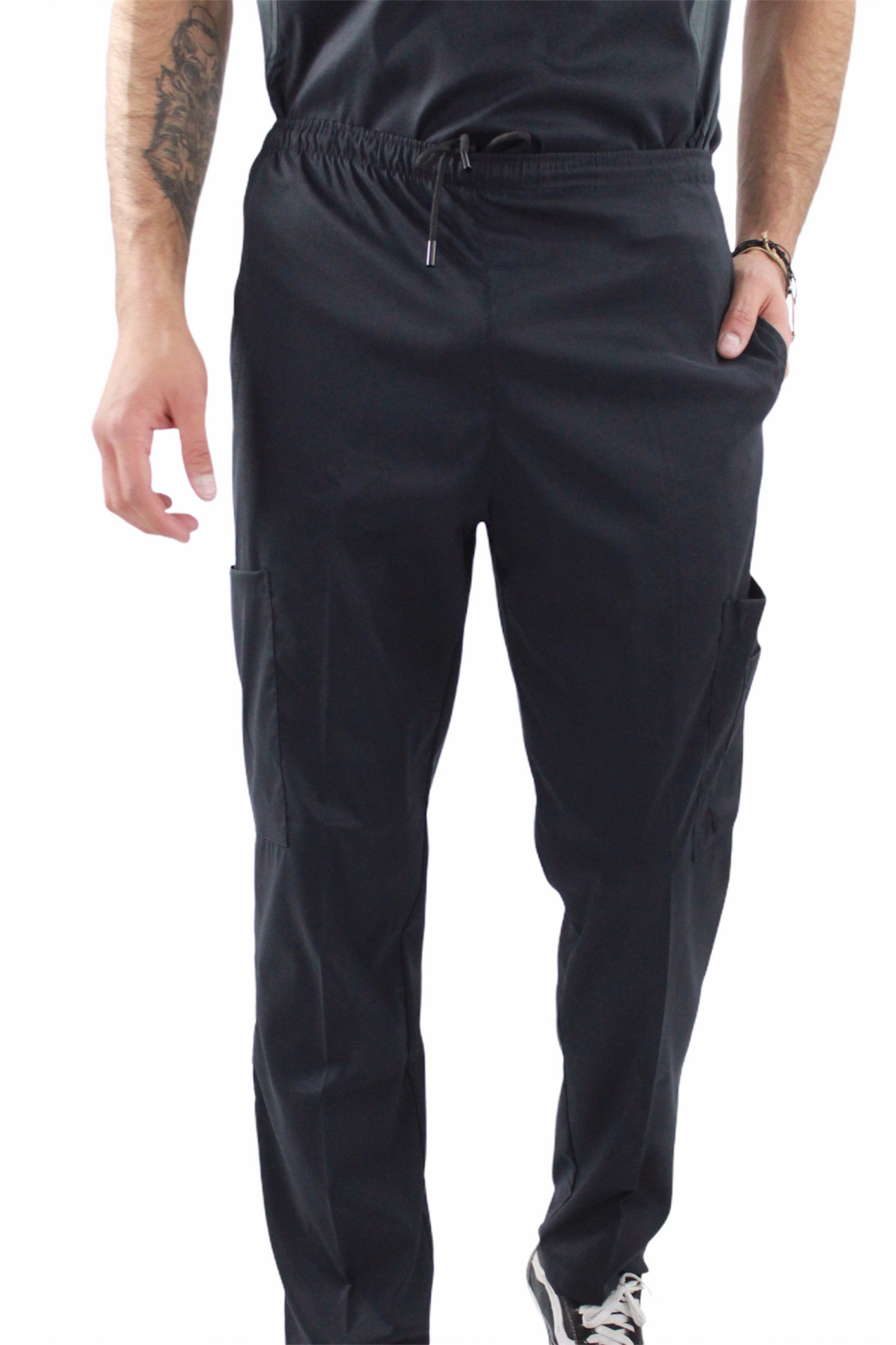 Pijama Quirúrgica Hombre Negro Lateral Gris