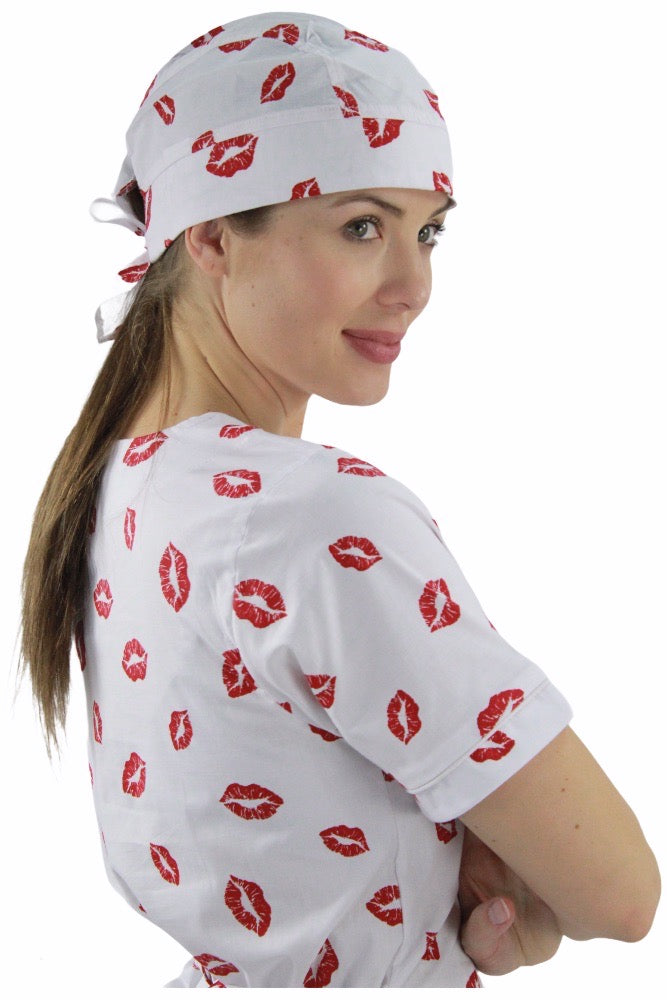 Gorro Médico Quirúrgico Dama Blanco De Besos