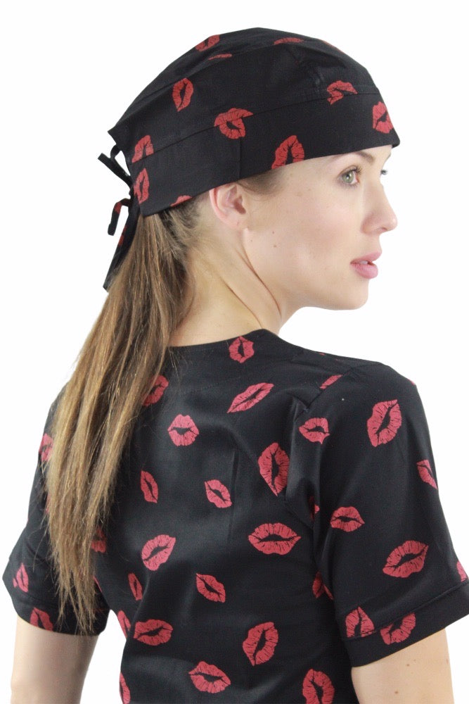 Gorro Médico Quirúrgico Dama Negro De Besos