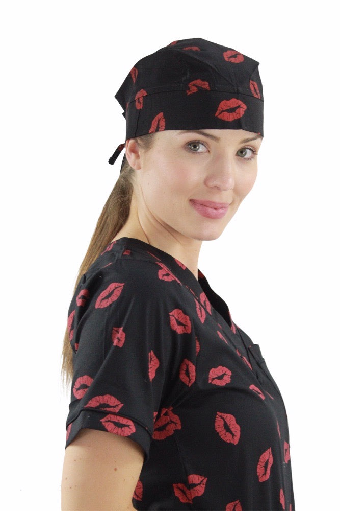 Gorro Médico Quirúrgico Dama Negro De Besos