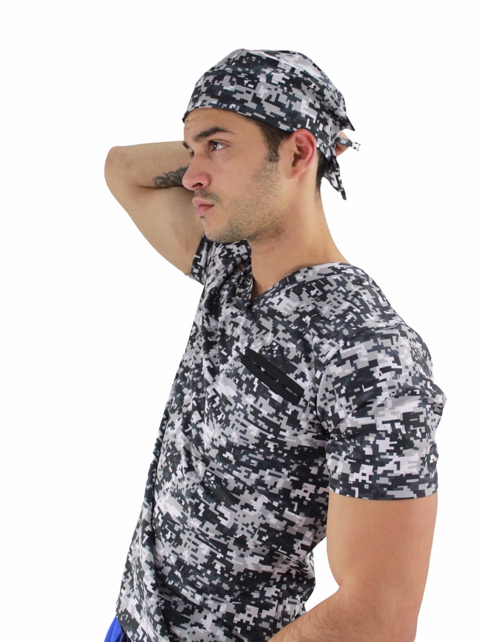 Gorro Médico Quirúrgico Hombre Print Camuflaje Negro Pixel