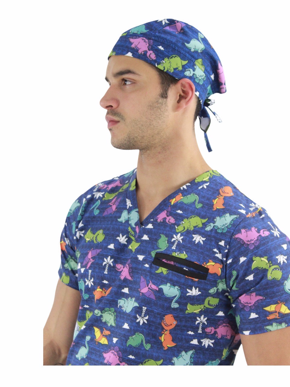 Gorro Médico Quirúrgico Hombre Azul Print Dinosaurios