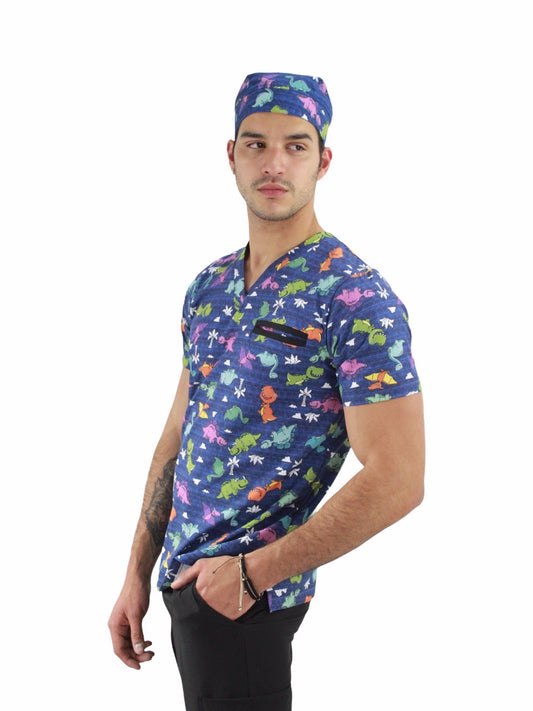 Pijama Quirúrgica Hombre Print Dinosaurios