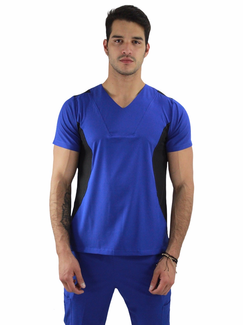 Pijama Quirúrgica Hombre Azul Rey Lateral Negro