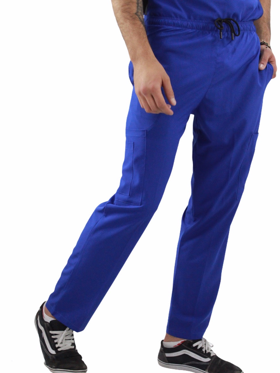 Pijama Quirúrgica Hombre Azul Rey Lateral Negro