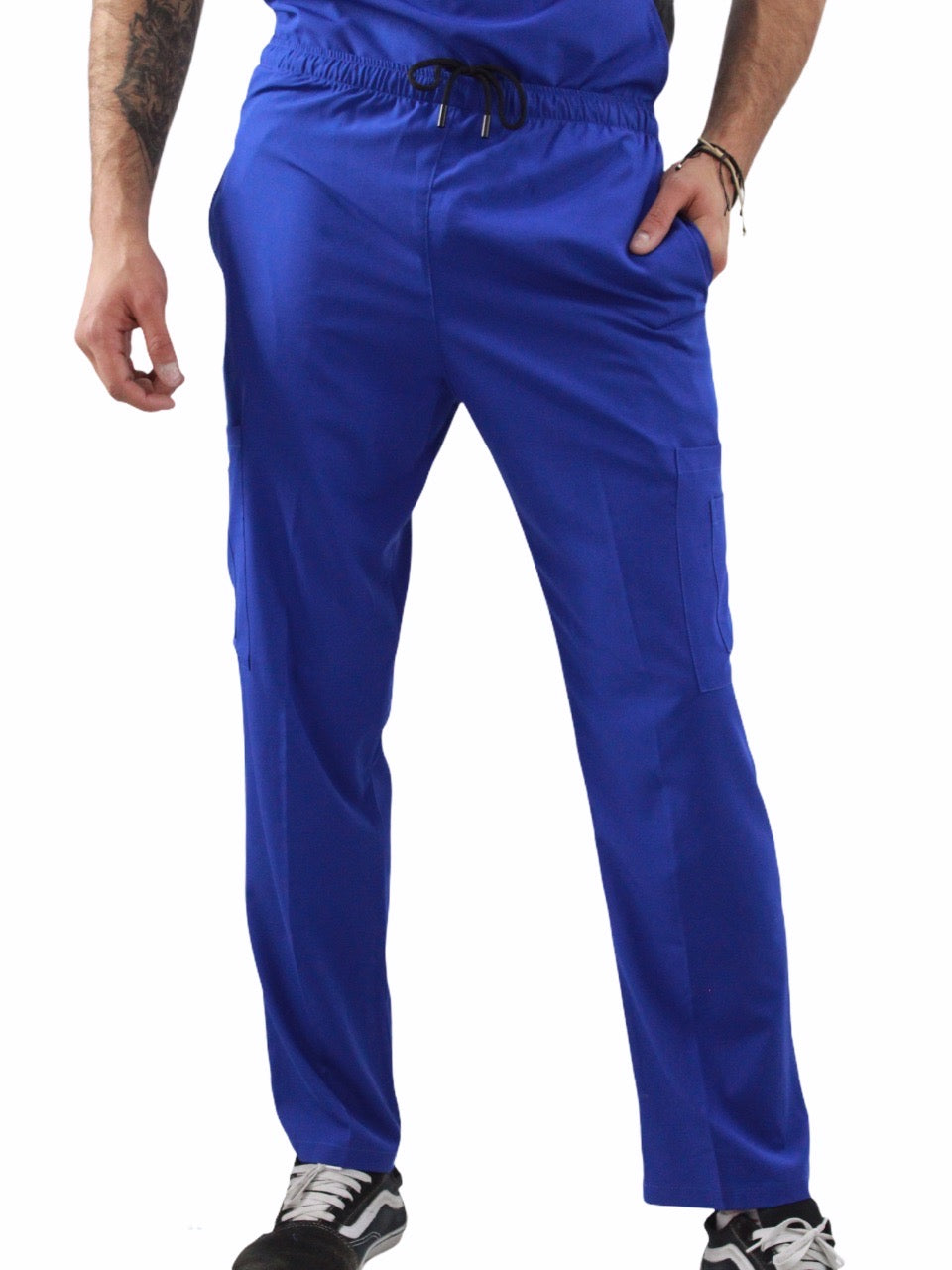 Pijama Quirúrgica Hombre Azul Rey Lateral Negro