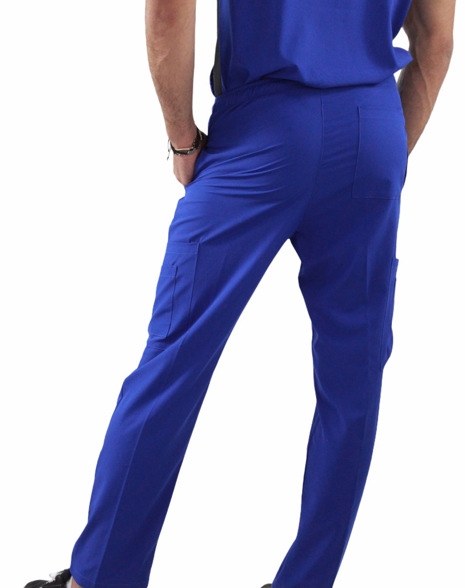 Pijama Quirúrgica Hombre Azul Rey Lateral Negro