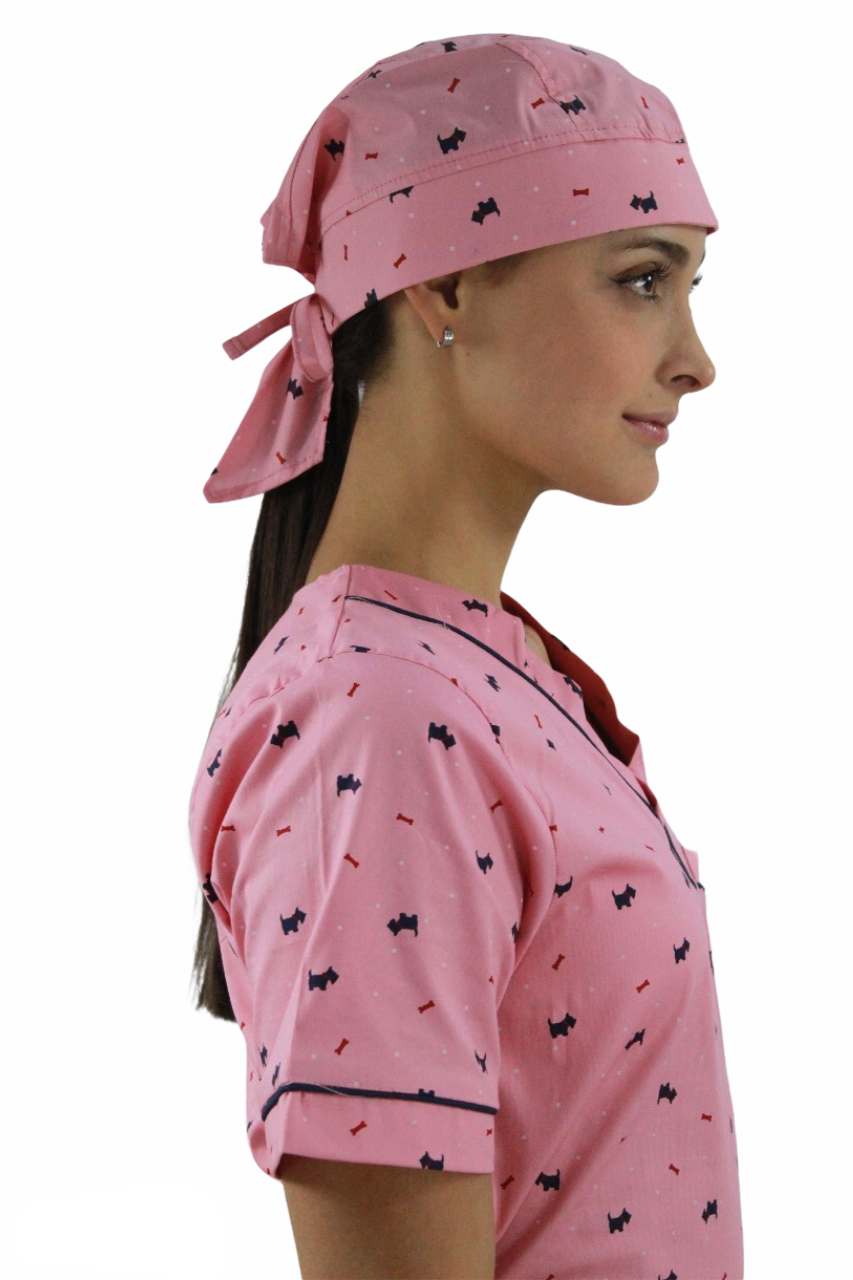 Gorro Médico Quirúrgico Dama Palo De Rosa Estamp Perros