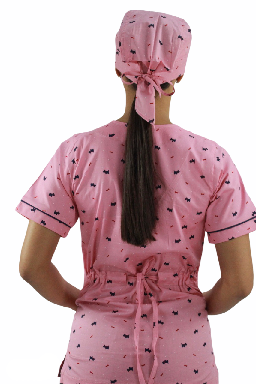 Gorro Médico Quirúrgico Dama Palo De Rosa Estamp Perros