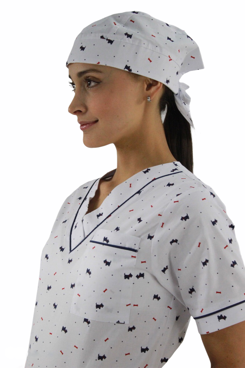 Gorro Médico Quirúrgico Dama Blanco Estamp Perros