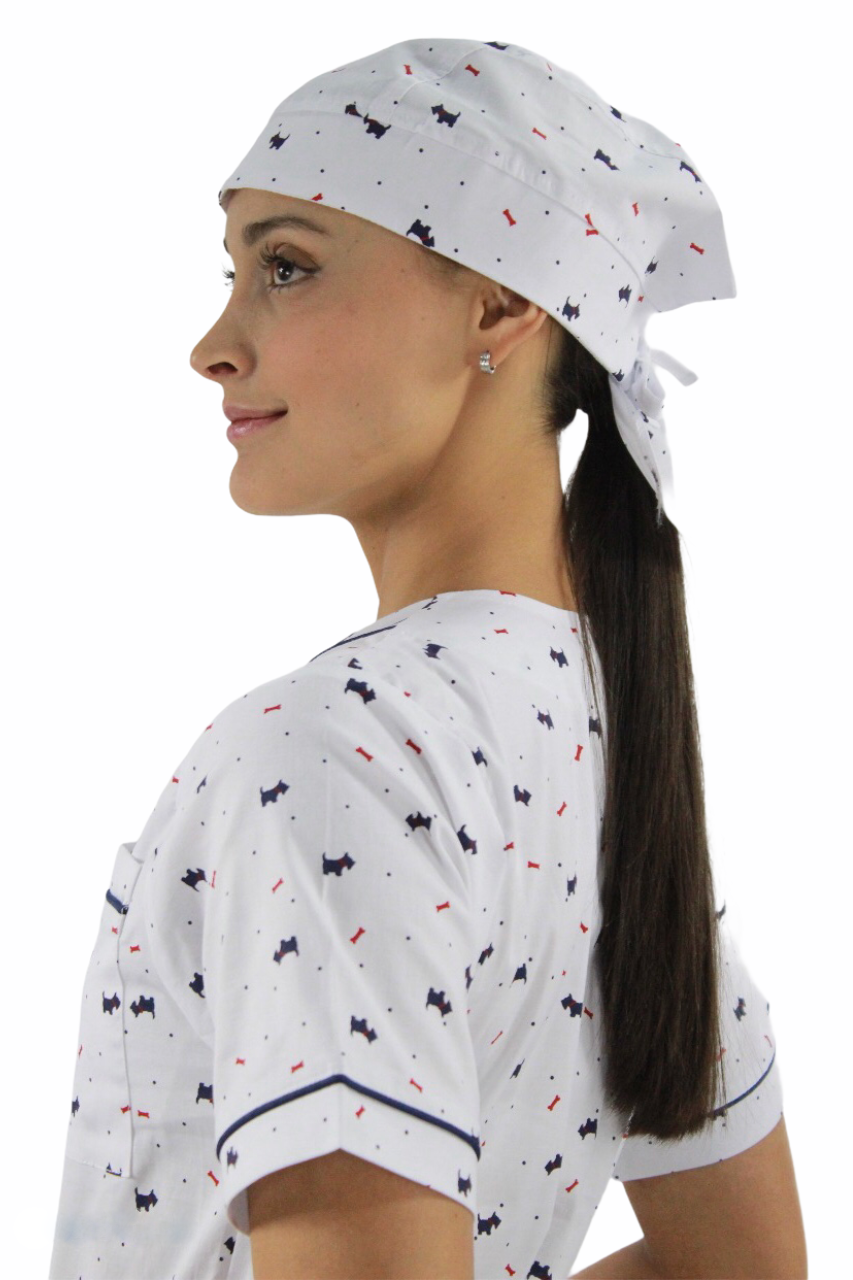 Gorro Médico Quirúrgico Dama Blanco Estamp Perros