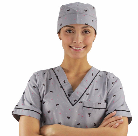 Gorro Médico Quirúrgico Dama Gris Estamp Perros