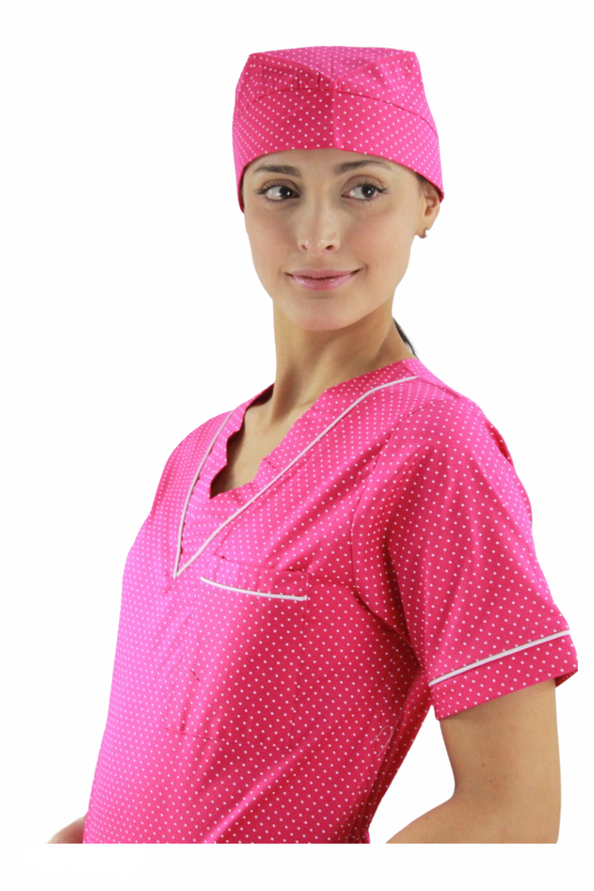 Gorro Médico Quirúrgico Dama Fucsia de Puntos