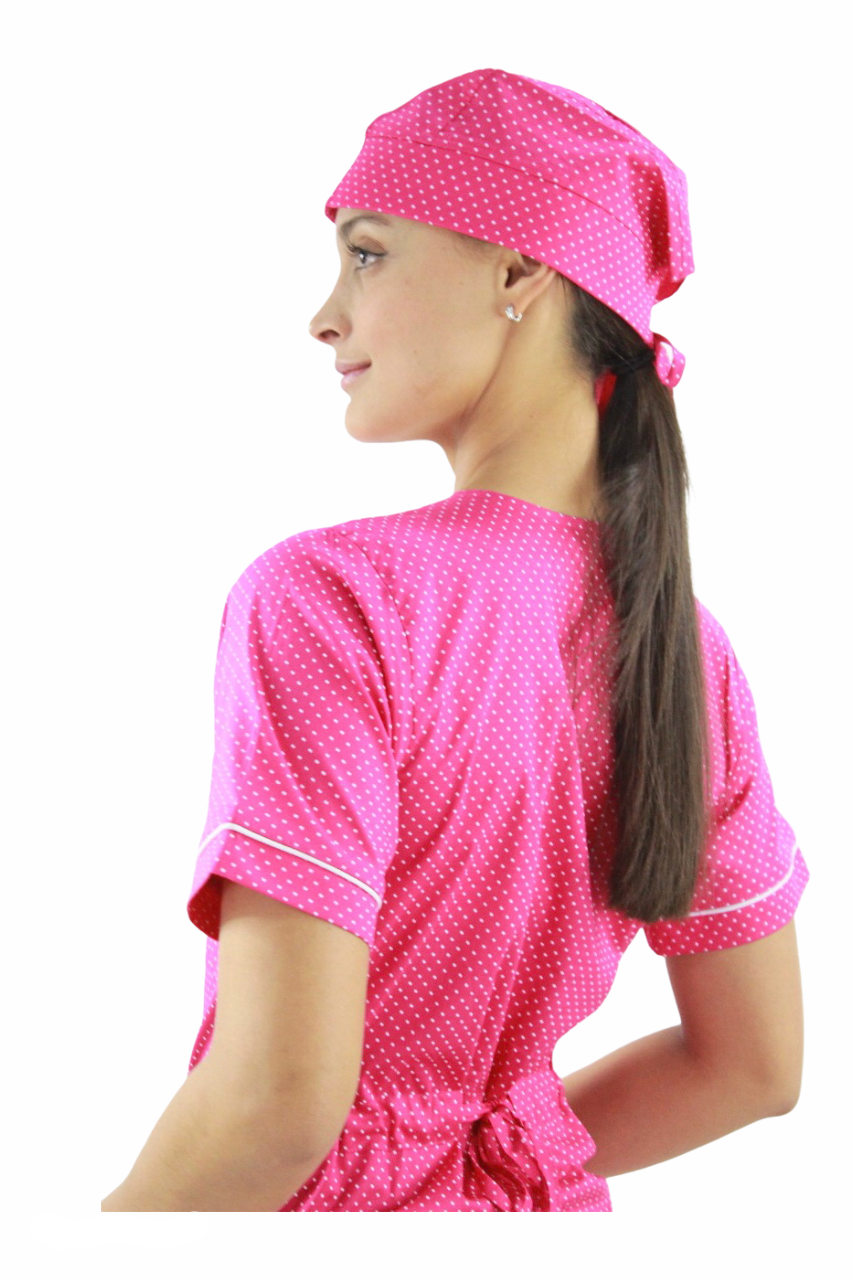 Gorro Médico Quirúrgico Dama Fucsia de Puntos