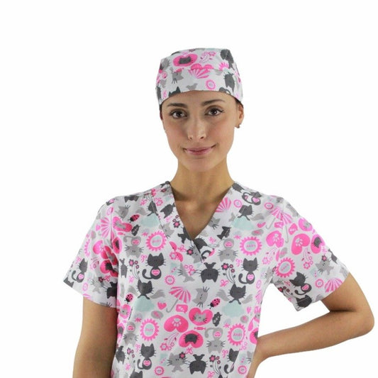 Gorro Médico Quirúrgico Dama Gatos Grises