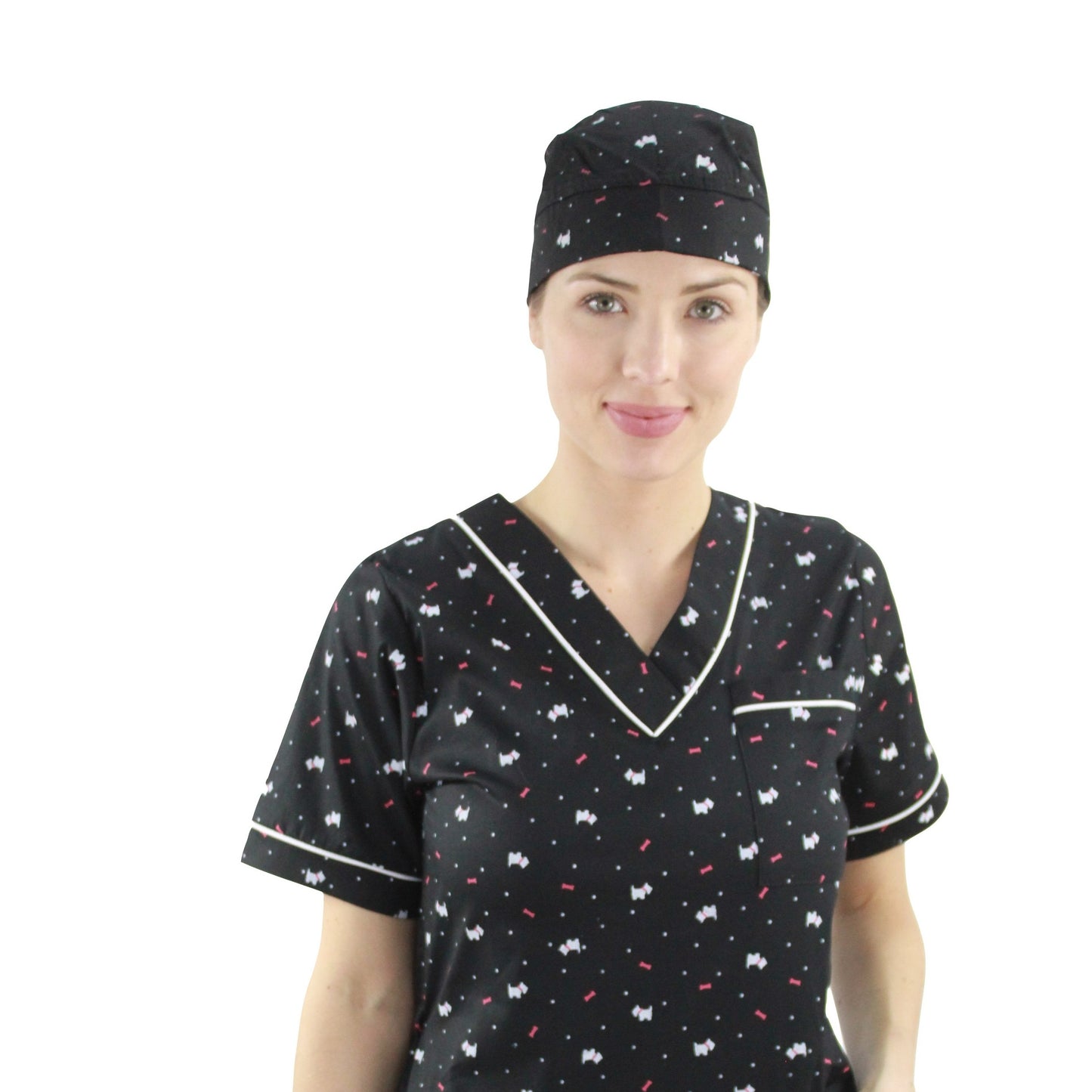 Gorro Médico Quirúrgico Dama Negro Estamp Perros