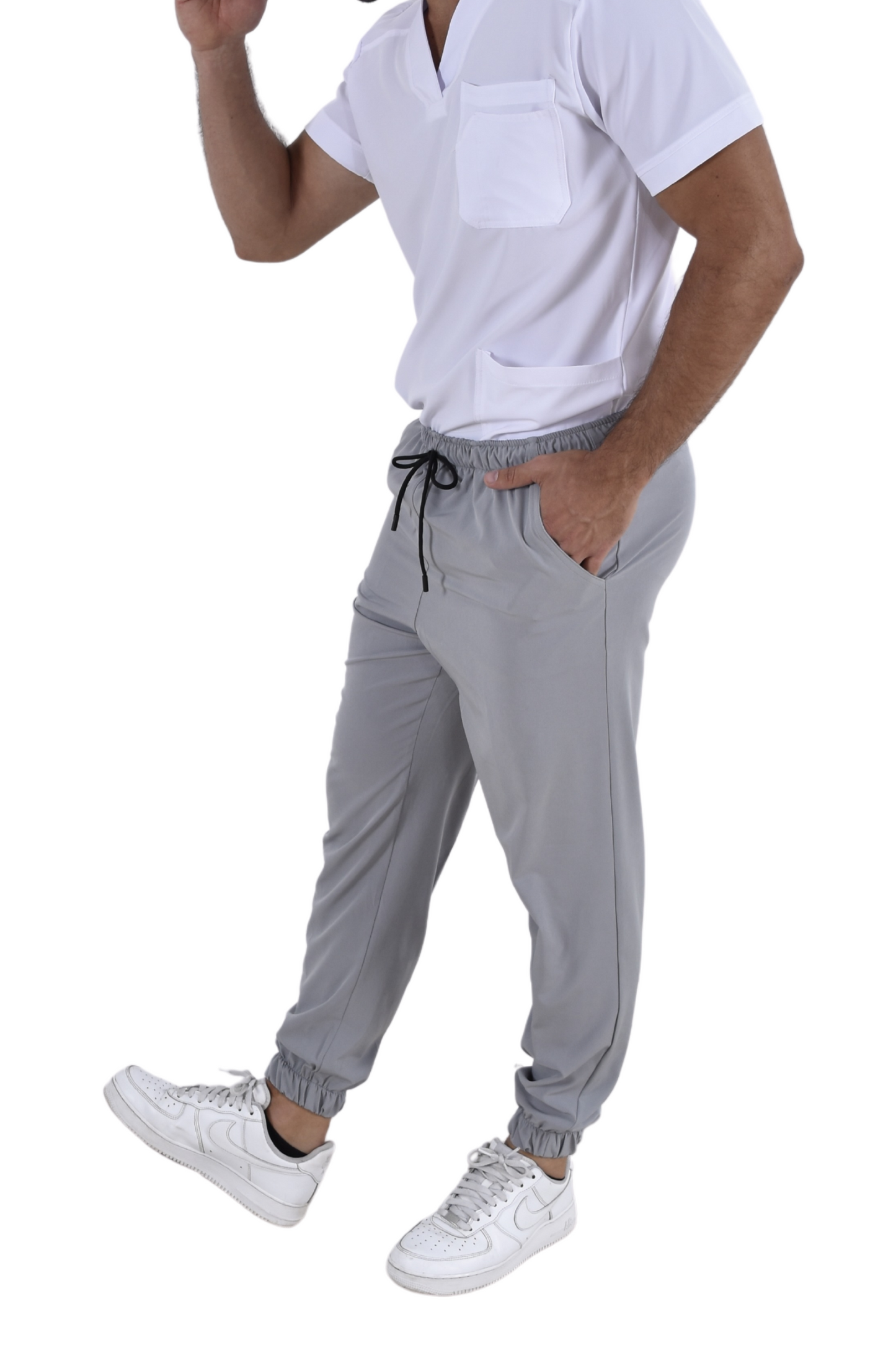 Pantalón Quirúrgico Hombre Tipo Jogger Gris Perla