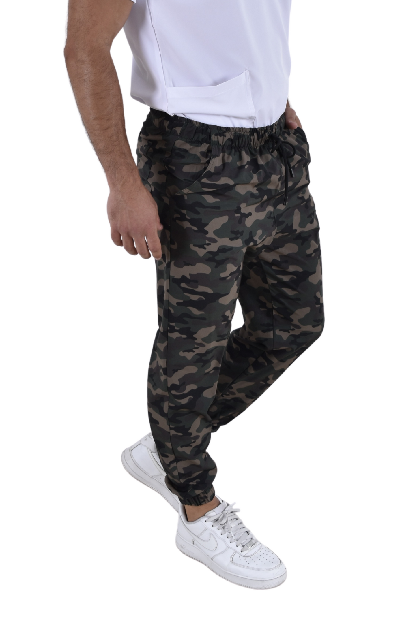 Pantalón Quirúrgico Hombre Tipo Jogger Camuflaje Verde