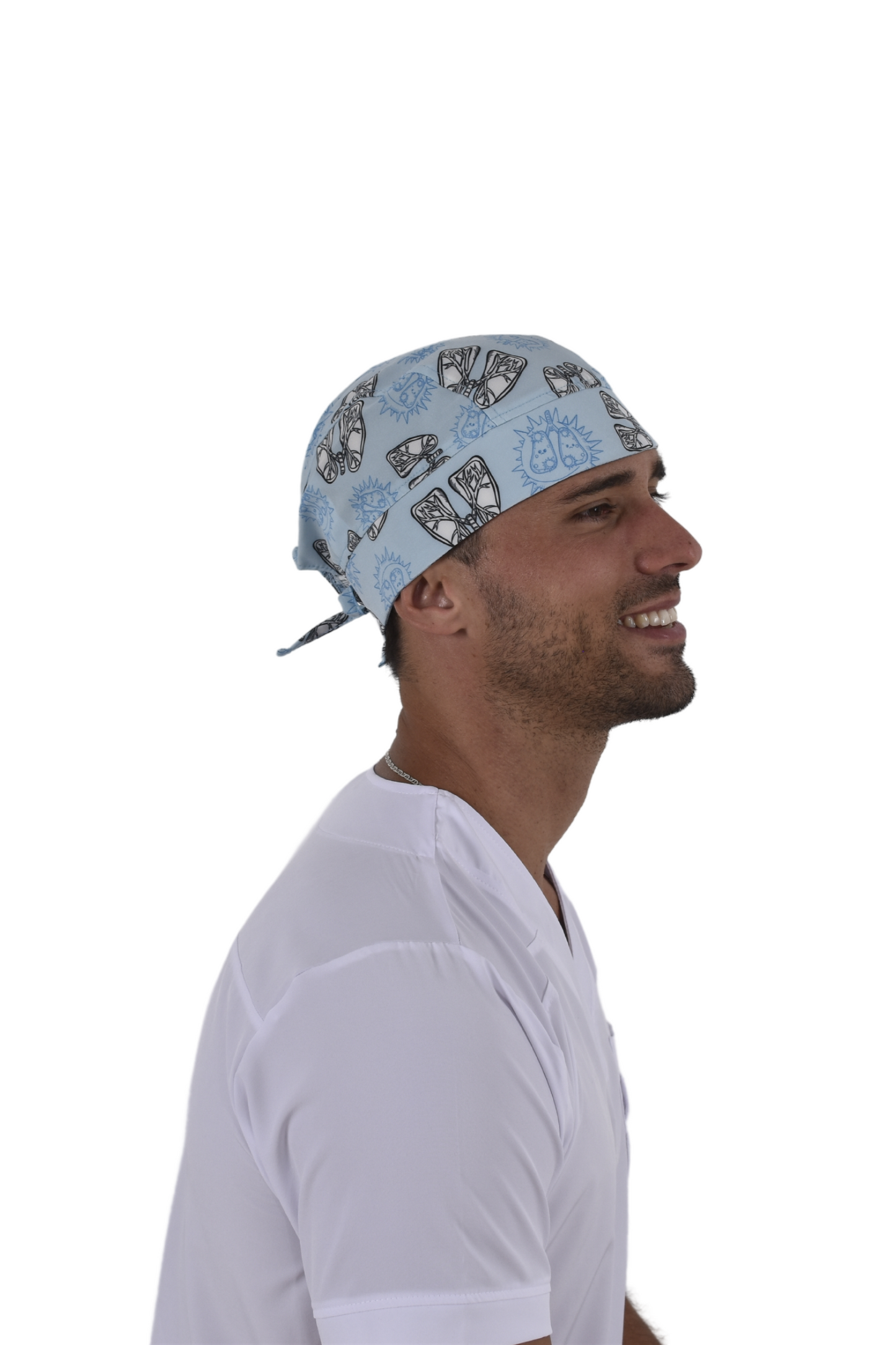 Gorro Médico Quirúrgico De Hombre Print Azul Pulmones