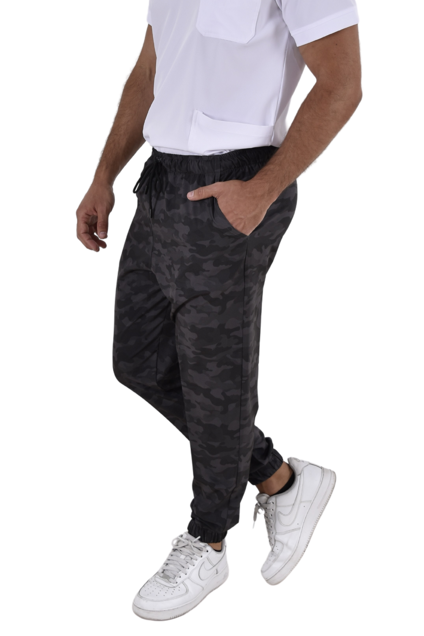 Pantalón Quirúrgico Hombre Tipo Jogger Camuflaje Gris