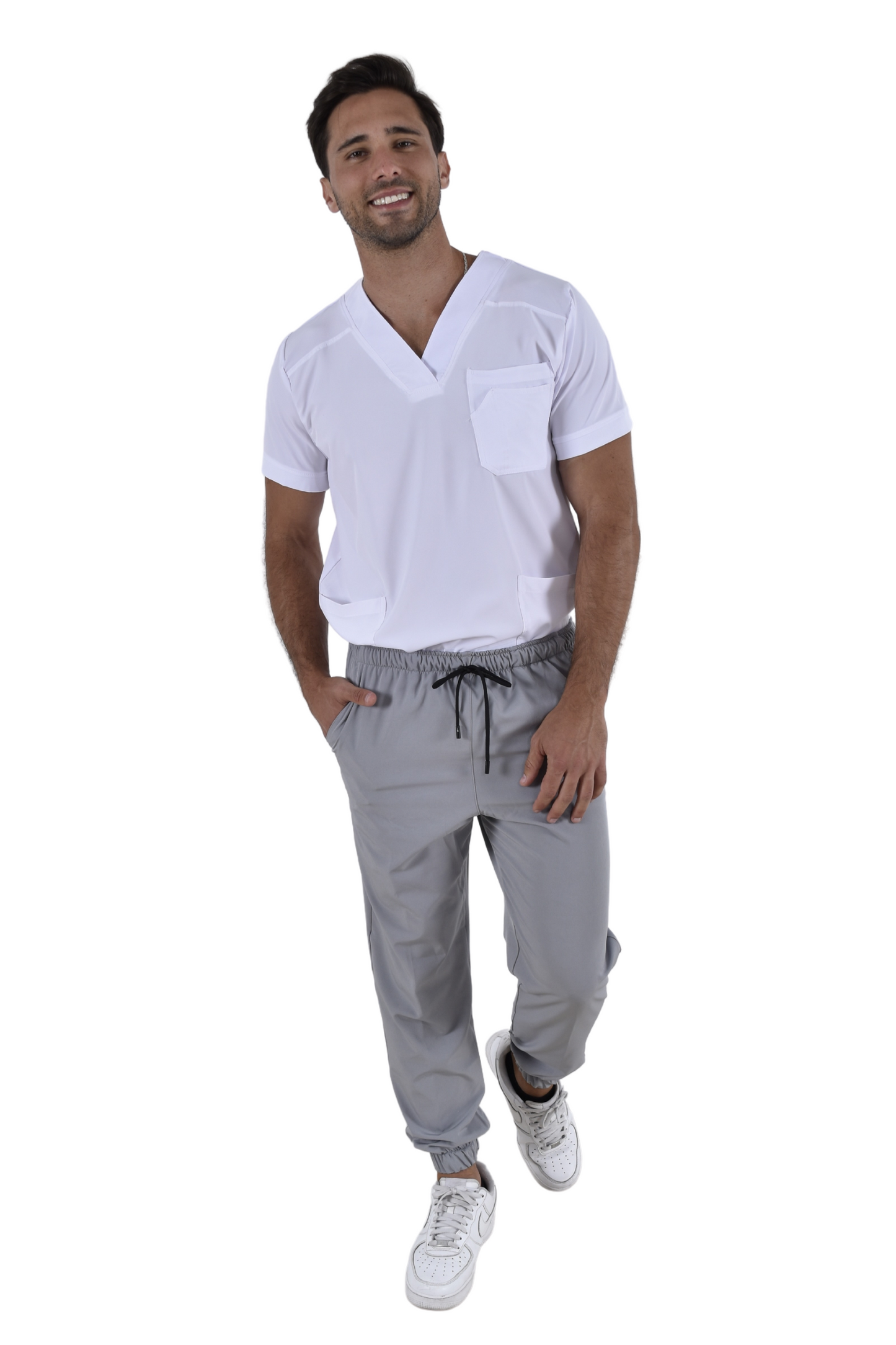 Pantalón Quirúrgico Hombre Tipo Jogger Gris Perla