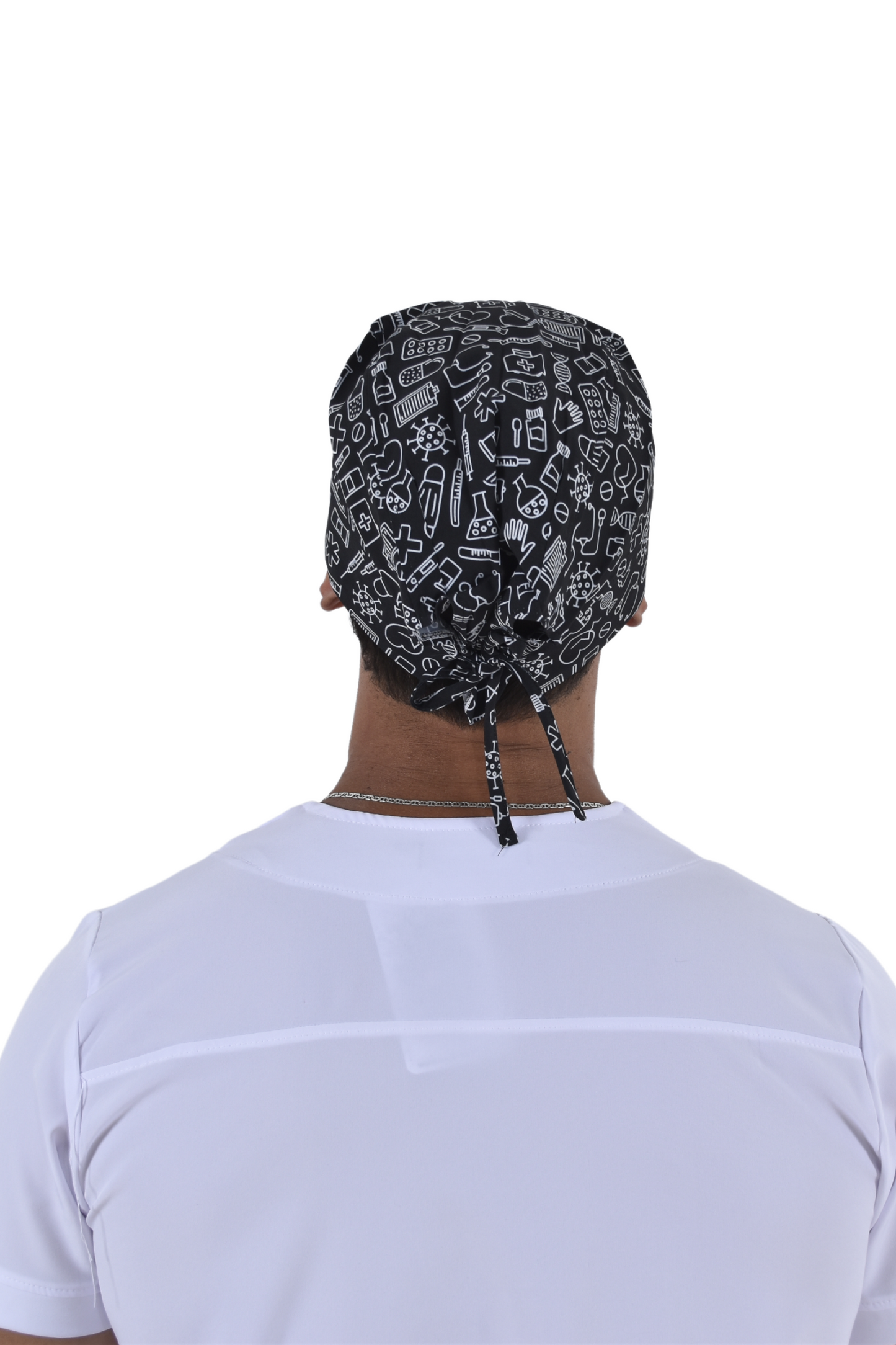 Gorro Médico Quirúrgico De Hombre Print Negro Iconos Médicos