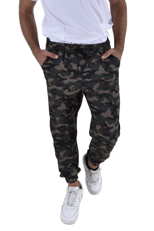 Pantalón Quirúrgico Hombre Tipo Jogger Camuflaje Verde