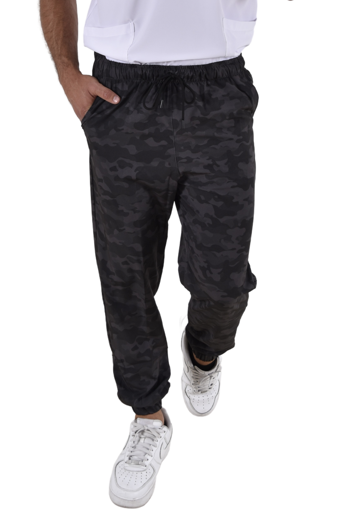 Pantalón Quirúrgico Hombre Tipo Jogger Camuflaje Gris