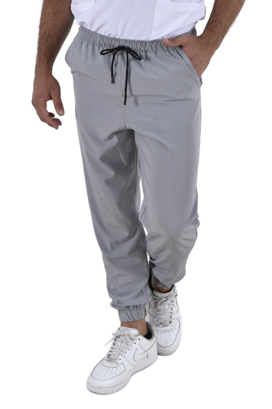 Pantalón Quirúrgico Hombre Tipo Jogger Gris Perla