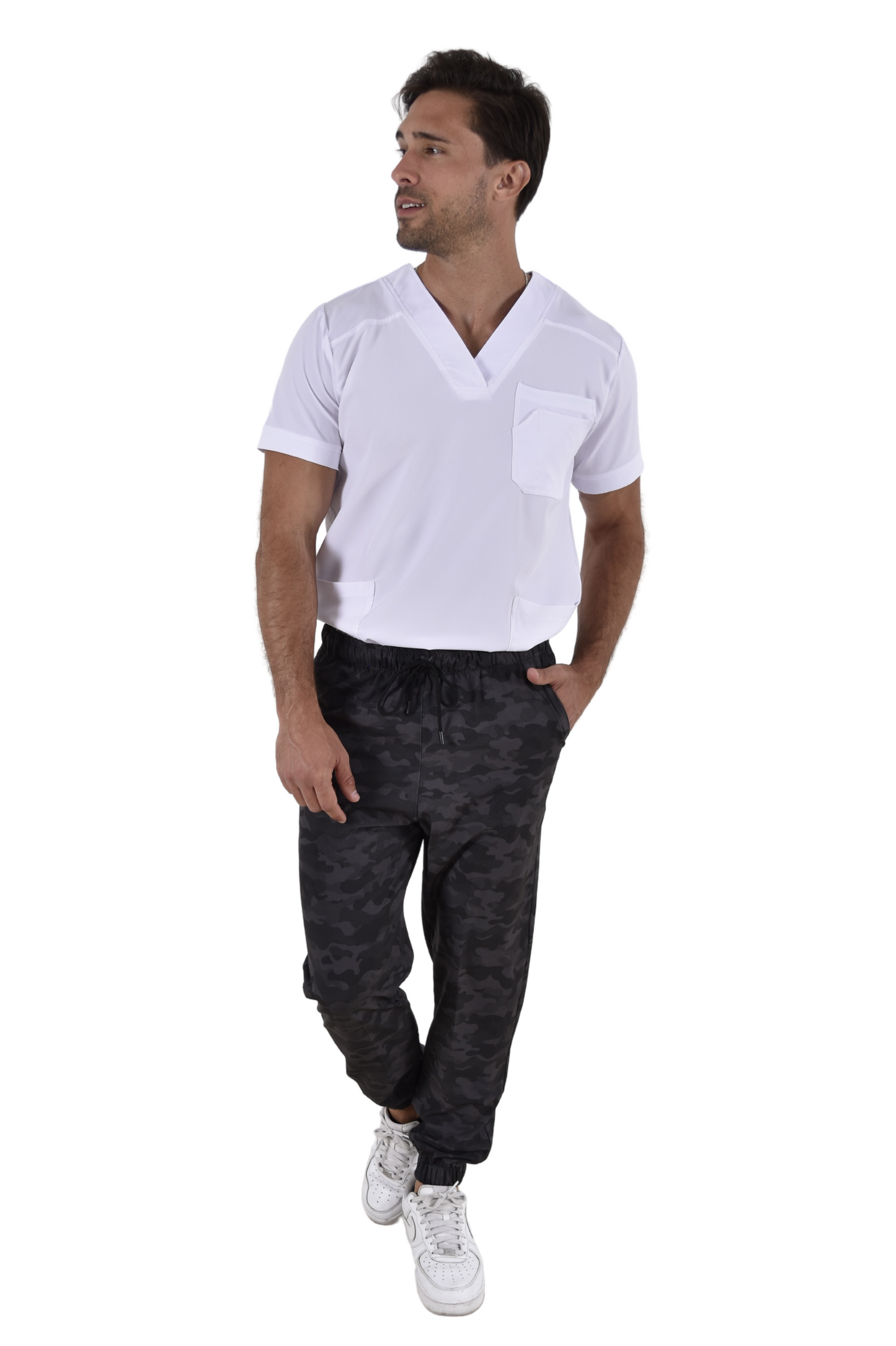 Pantalón Quirúrgico Hombre Tipo Jogger Camuflaje Gris