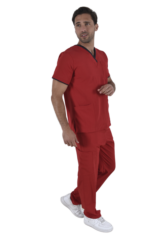 Pijama Quirúrgica Hombre London Rojo