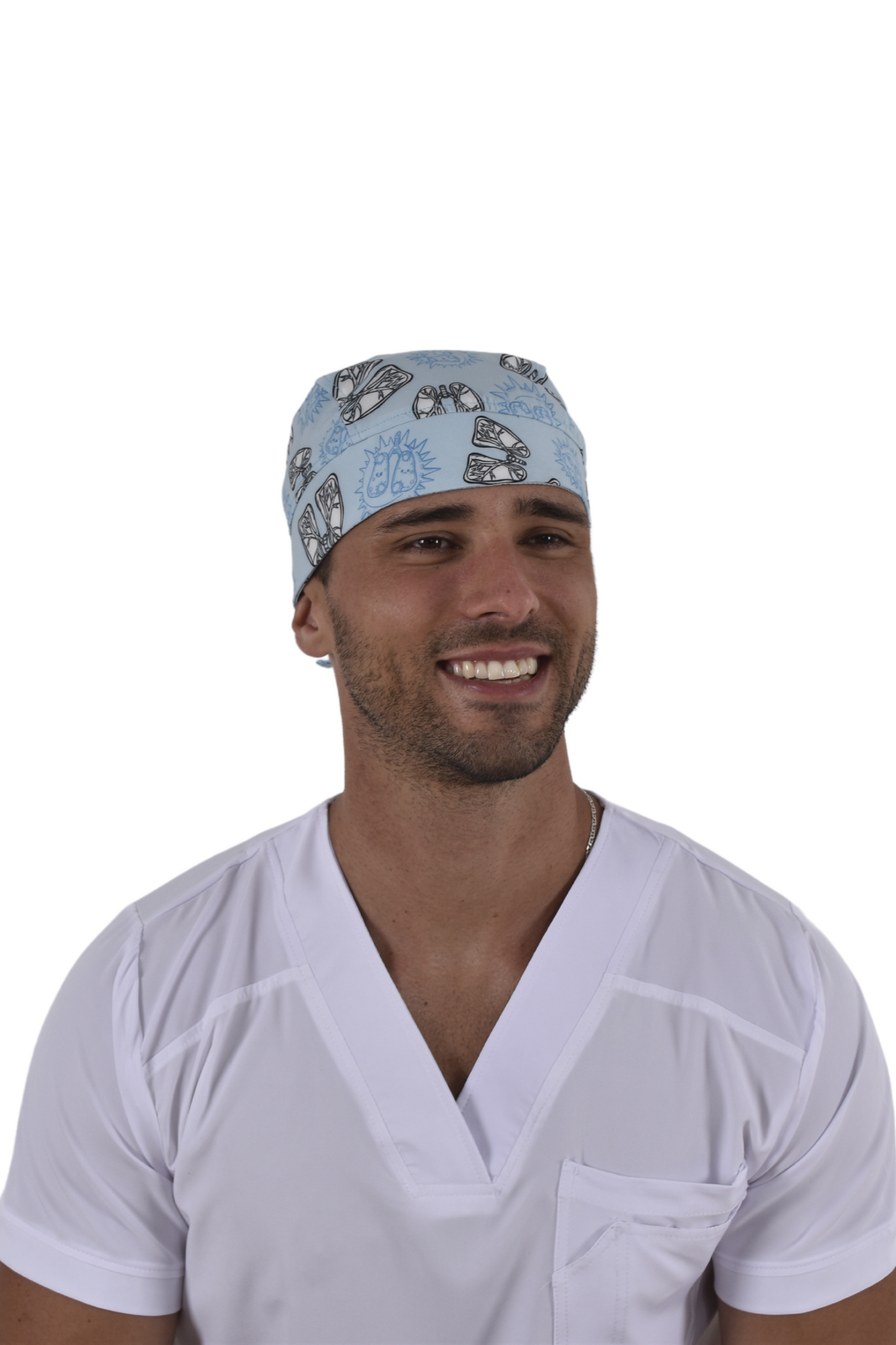 Gorro Médico Quirúrgico De Hombre Print Azul Pulmones