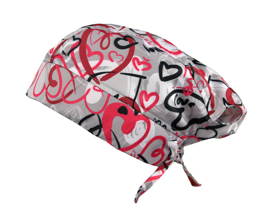 Gorro Médico Quirúrgico Dama Gris de Corazones