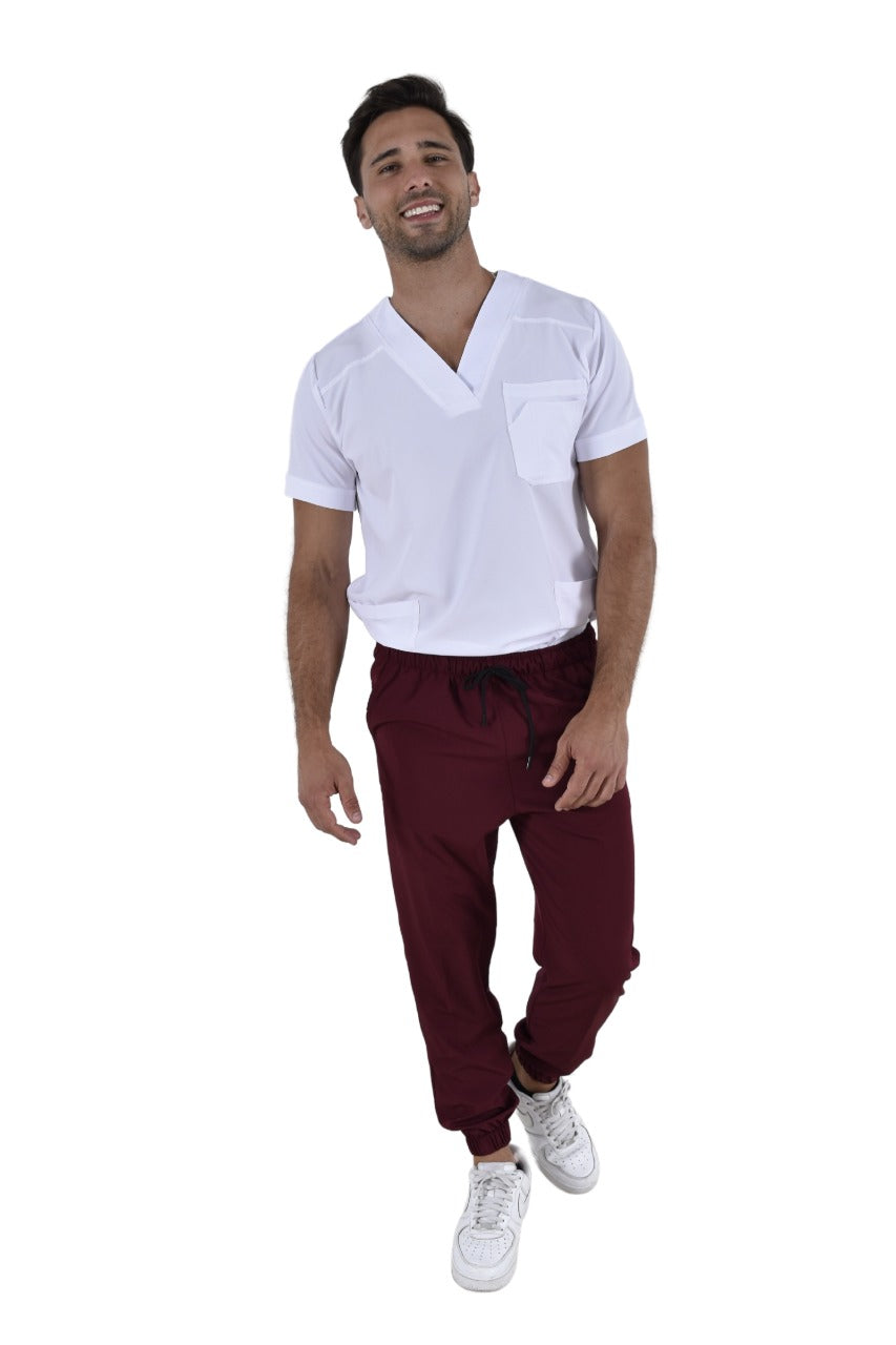 Pantalón Quirúrgico Hombre Tipo Jogger Vino