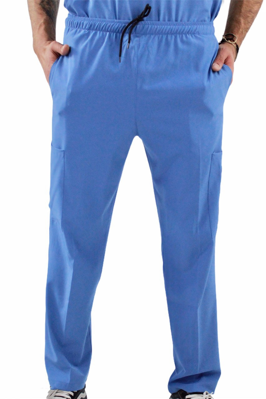 Pijama Quirúrgica Hombre Azul Lateral Gris