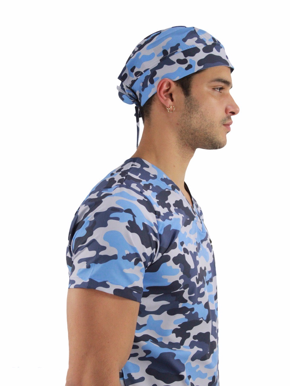 Gorro Médico Quirúrgico De Hombre Print Camuflaje Azul